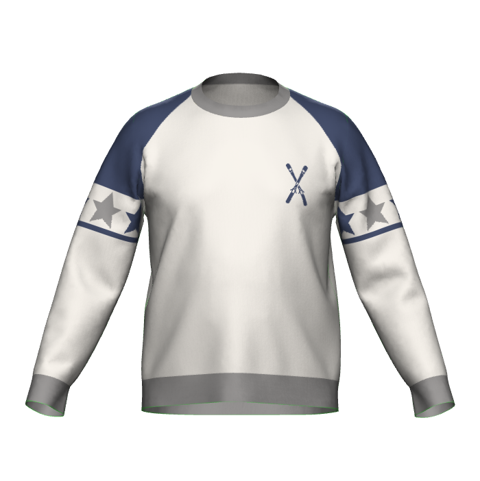 Gray Crewneck Sweater Skiing w/ Collar