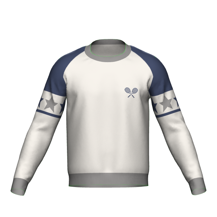 Gray Crewneck Sweater Tennis w/ Collar