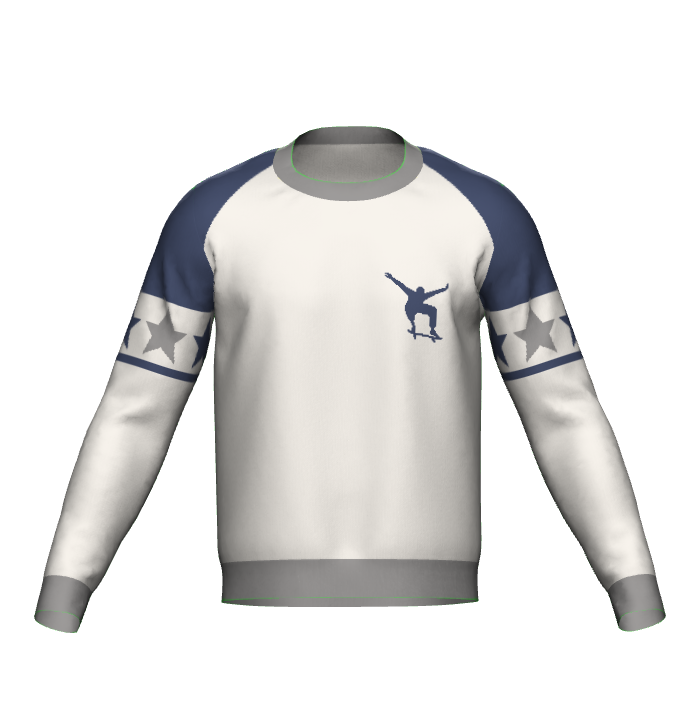 Gray Crewneck Sweater Skateboarding w/ Collar