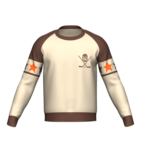 Brown Crewneck Sweater Hockey w/ Collar