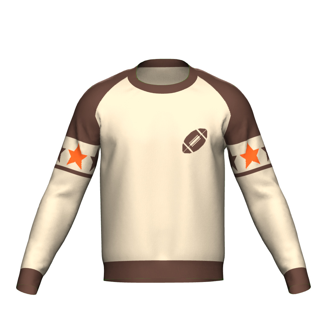 Brown Crewneck Sweater Rugby w/ Collar