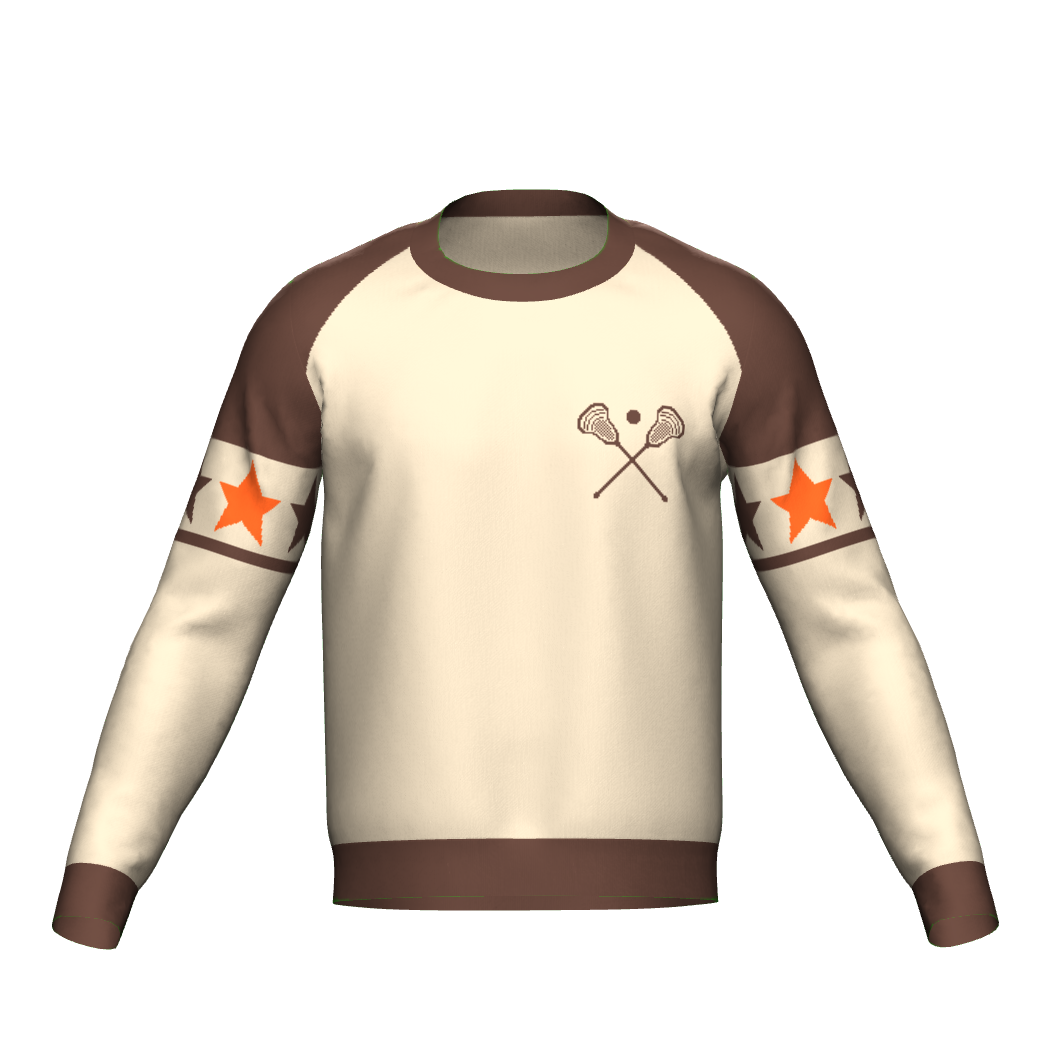 Brown Crewneck Sweater Lacrosse w/ Collar