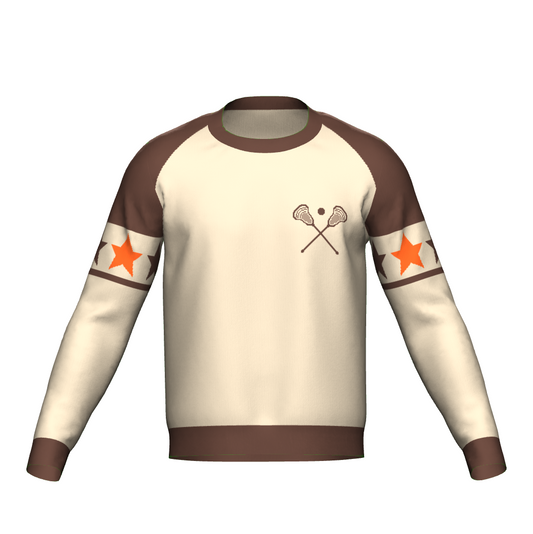 Brown Crewneck Sweater Lacrosse w/ Collar